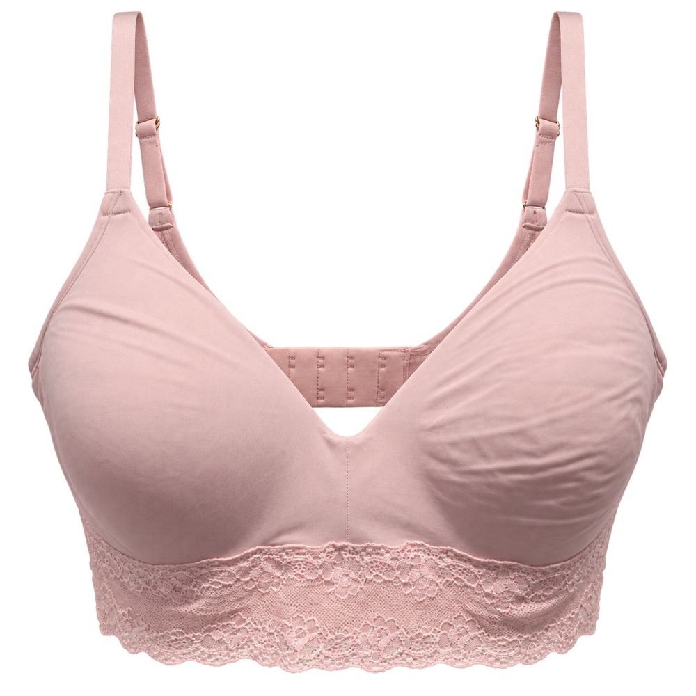 Natori Bliss Perfection Wireless Bra Women 34DD Blush Pink Lace 723154